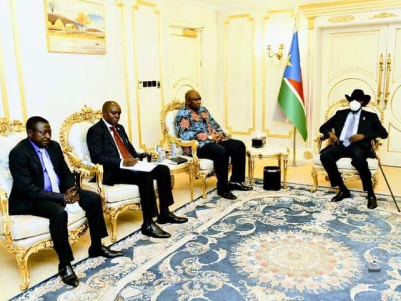 Le Président du Sud Soudan, Salva Kir et les envoyés du chef de l'État congolais, Félix Tshisekedi