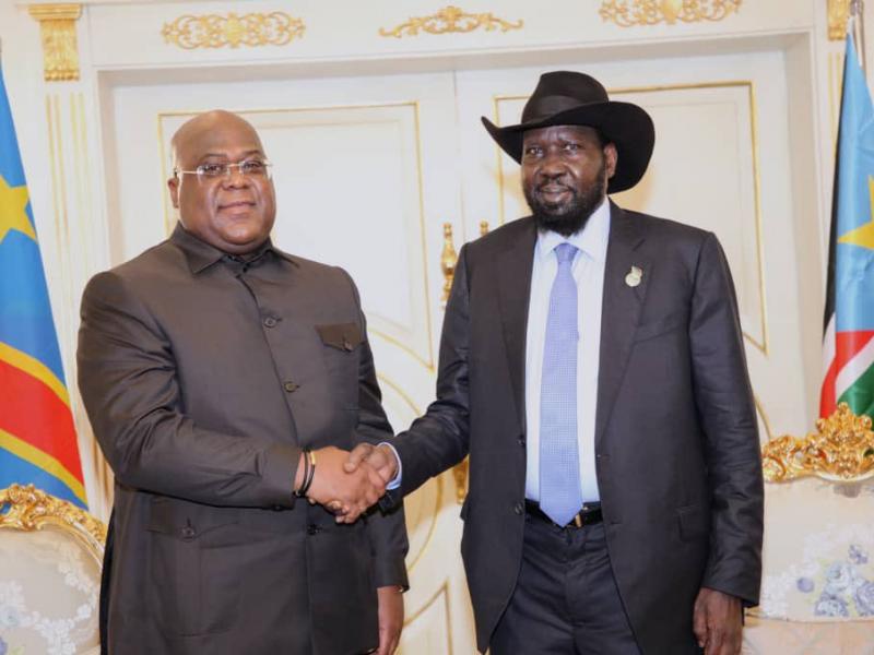 Le chef de l'État de la RDC, Félix Tshisekedi et Salva Kir, le chef de l'État du Sud Soudan