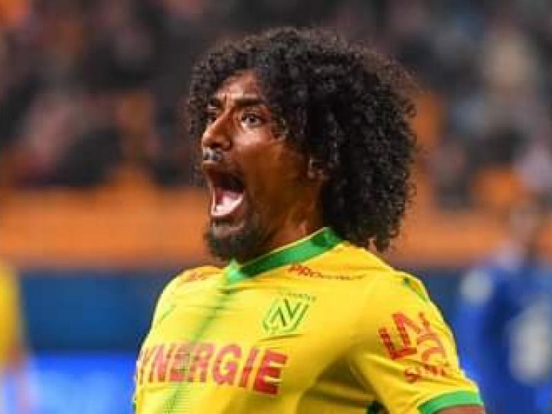 Samuel Moutoussamy en pleine célébration sous les couleurs du FC Nantes.
