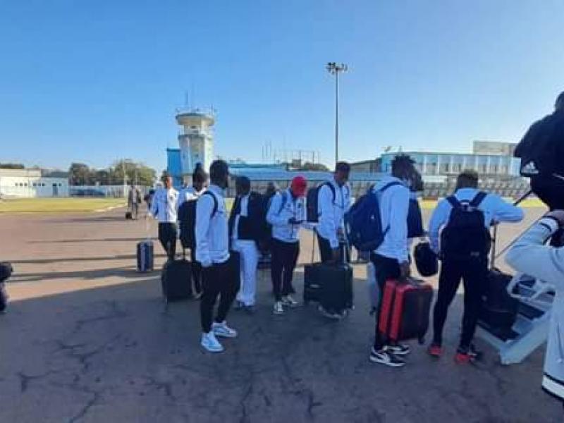 Les joueurs du TP Mazembe à l'aéroport de Luano pour Berkane