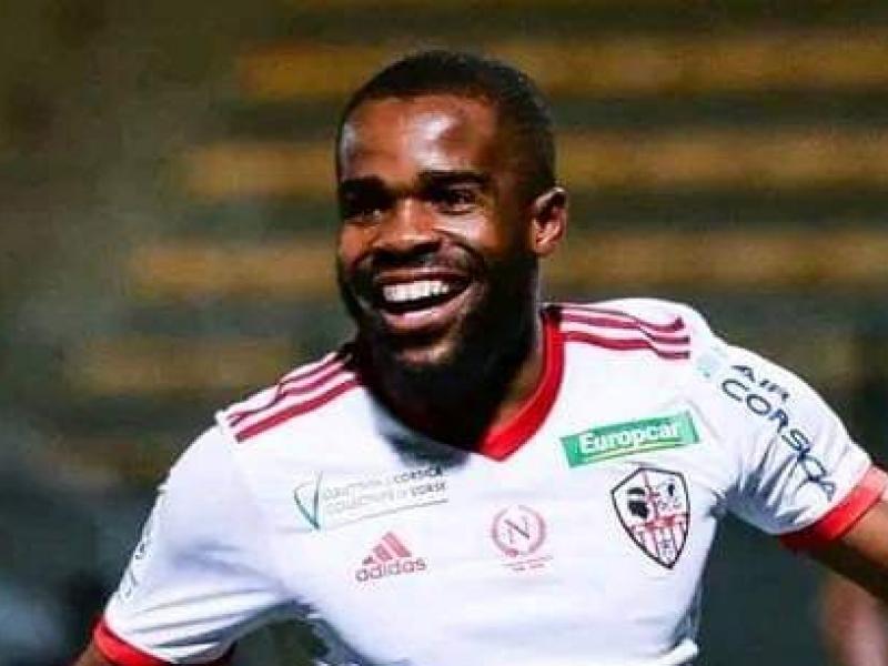 Gédéon Kalulu en pleine célébration sous les couleurs d'Ajaccio.
