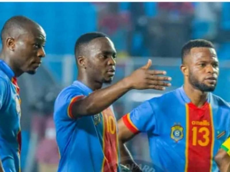 Les joueurs de la RDC, lors de la rencontre face au Gabon, au stade des martyrs de Kinshasa.