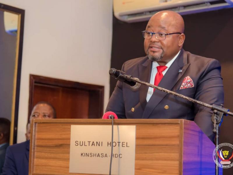Le ministre d'État, ministre du Budget, Aimé Boji Sangara, prononce son mot d'ouverture lors du Séminaire d'orientation Budgétaire 2023