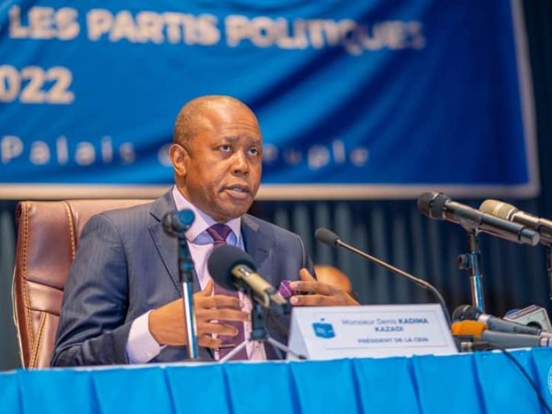 Le président de la CENI Denis Kadima lors du cadre de concertation avec les partis politiques, samedi 16 juillet au Palais du peuple