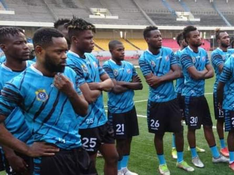 Les Léopards locaux lors d'une séance d'entraînement, au stade des martyrs de Kinshasa.