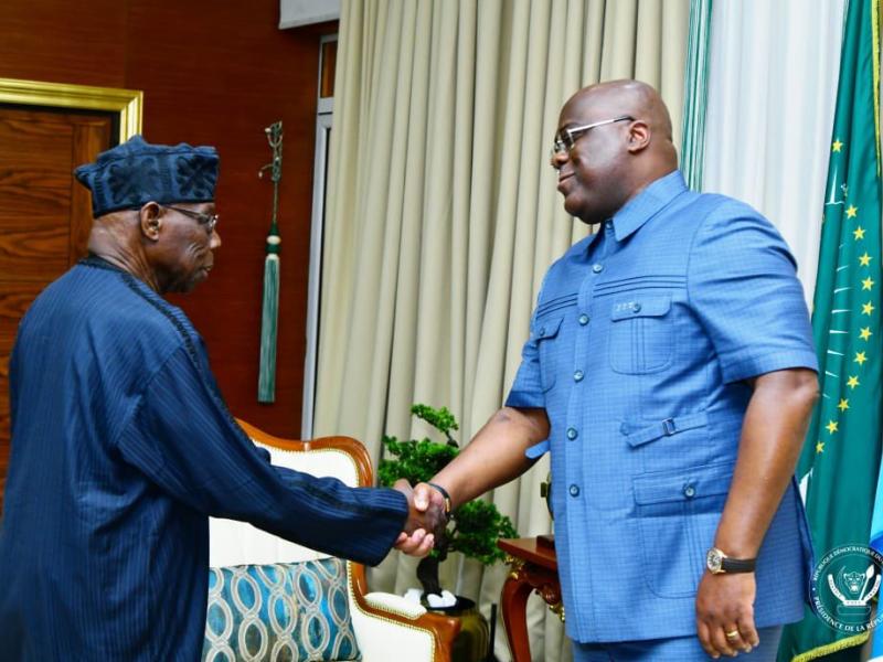 L'ancien président du Nigeria Obasanjo reçu en audience par le président Félix Tshisekedi à la Cité de l'UA