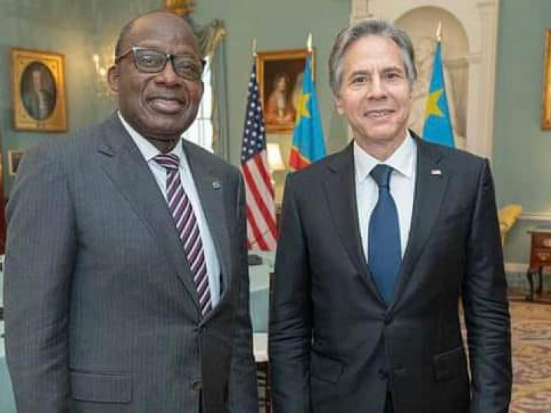 Le vice premier ministre congolais des affaires étrangères, Christophe Lutundula et J. Blinken, Secrétaire d'État américain