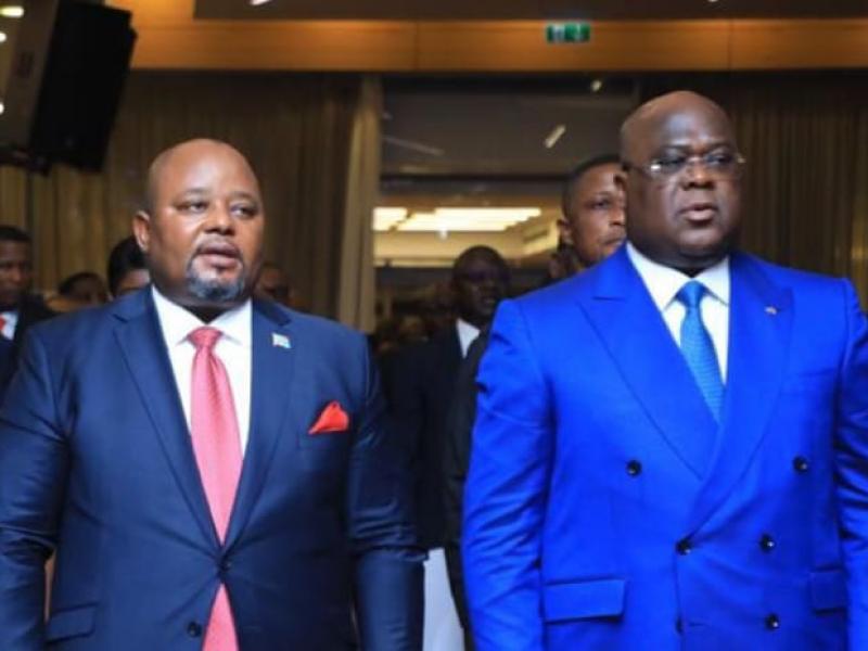 Le ministre d'État en charge du budget, Aimé Boji Sangara et Félix Tshisekedi, chef de l'État