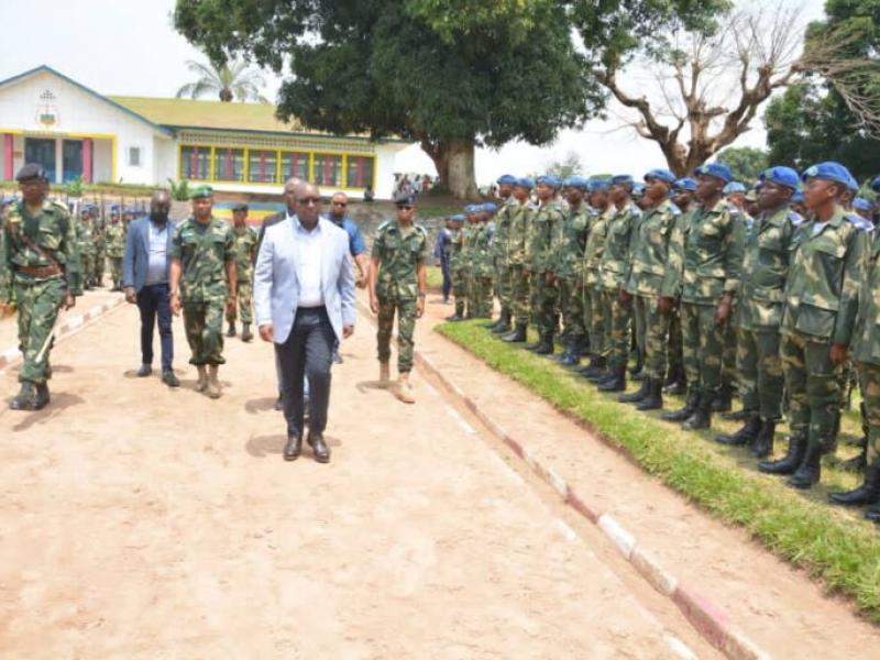 Le premier ministre Sama Lukonde lors de sa visite à l'Académie militaire de Kananga, dimanche 11 septembre