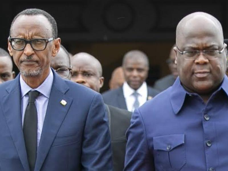 De gauche à droite, le président rwandais Paul Kagame et son homologue congolais Félix Tshisekedi [ Photo d'illustration]