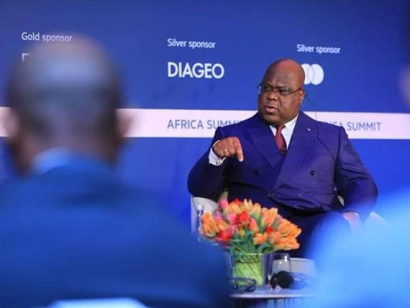 Le chef de l'État, Félix Tshisekedi au cours d'une interview avec la directrice de Financial Times à Londres