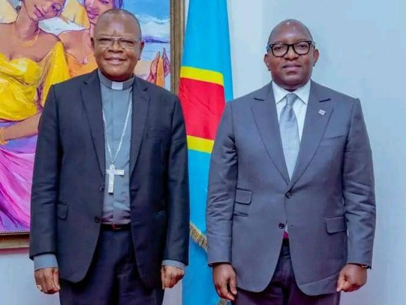 Le cardinal Fridolin Ambongo et le premier ministre Jean-Michel Sama Lukonde