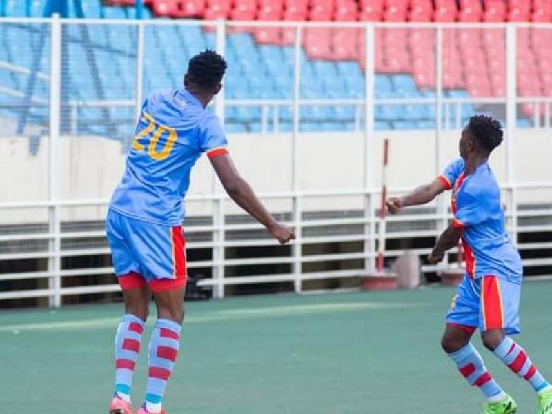 Les Léopards U23 en pleine célébration d'un but, au stade des martyrs de Kinshasa. [Photo d'illustration]