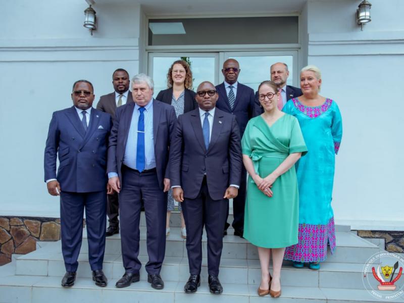Le premier ministre Sama Lukonde et la délégation de la migration Belge