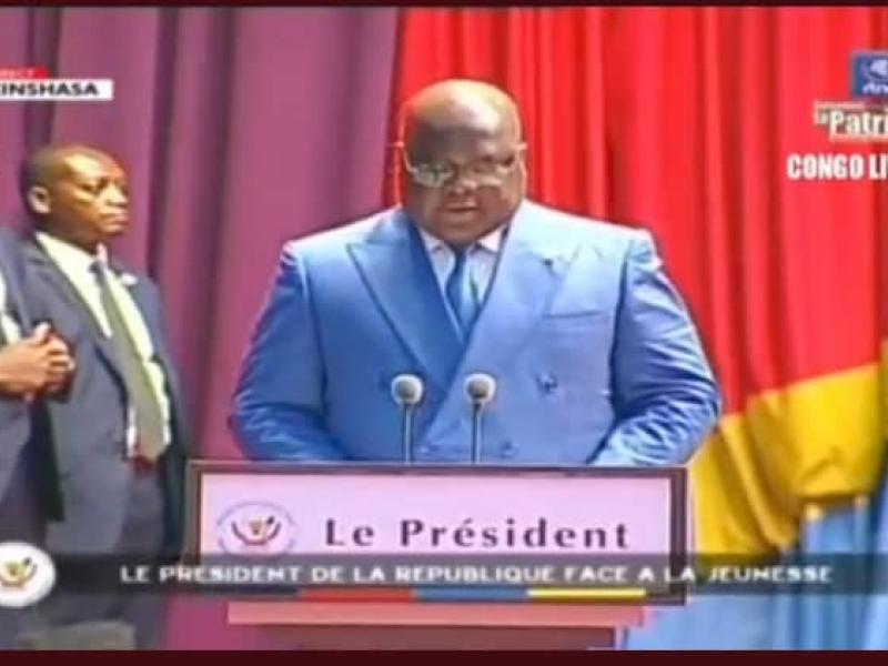 Le chef de l'État, Félix Tshisekedi, ce mercredi 30 décembre, lors d'une rencontre avec la jeunesse au Palais du peuple