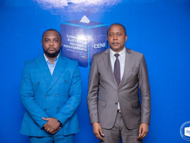 Le Président du CSAC, Christian Bosembe et le Président de la CENI Denis Kadima