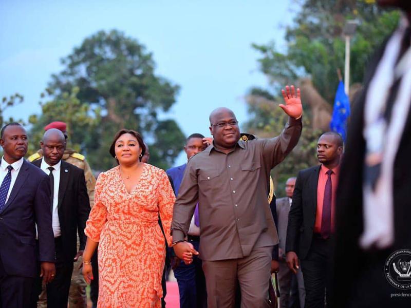 Le couple présidentiel acfueilli à Mbandaka, chef-lieu de la province de l'Equateur, mercredi 21 décembre 2022