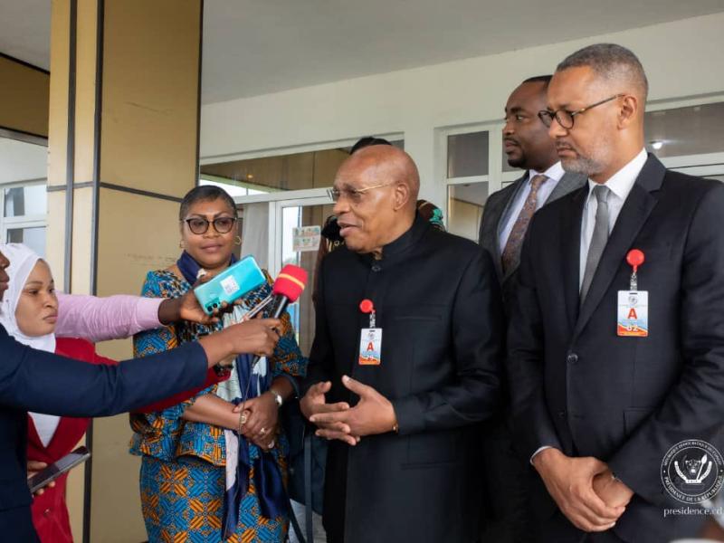 Les membres du Comité de pilotage du Conseil Présidentiel devant la presse après leur échange avec le chef de l'État, Félix Tshisekedi