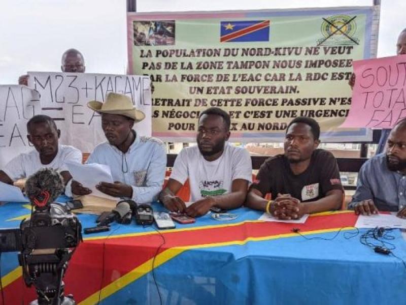 Les mouvements citoyens au cours d'un point de presse axé sur la situation sécuritaire préoccupante dans l'Est de la RDC