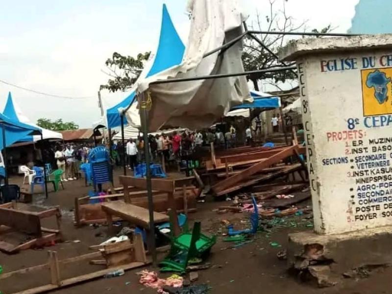 8e paroisse de la Communauté  des Églises pentecôtistes du Congo après attentat  à la bombe dans  la cité de Kasindi ( Nord-Kivu)