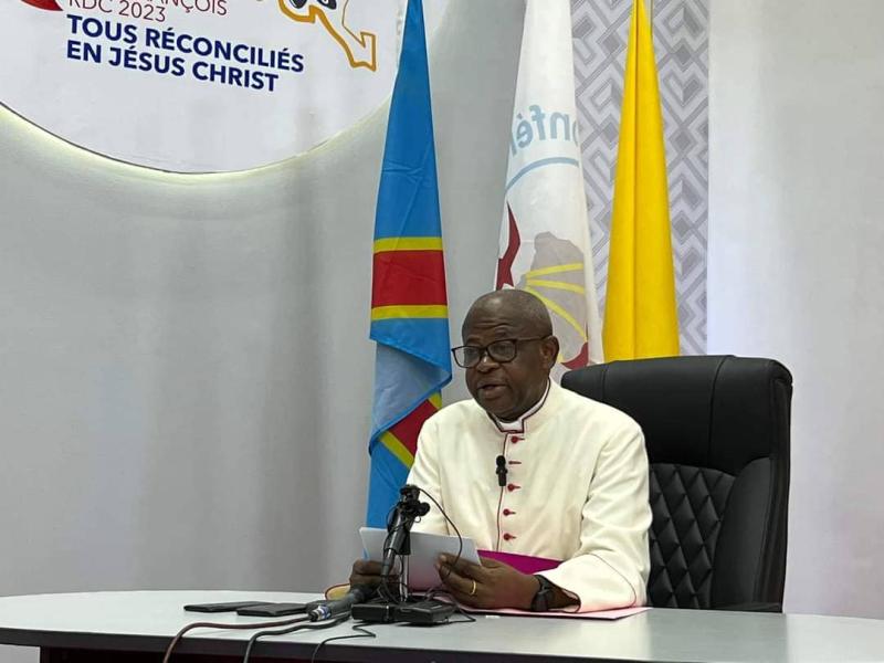 Mgr Donatien N'Shole, porte-parole de la Conférence Épiscopale nationale des Évêques du Congo.