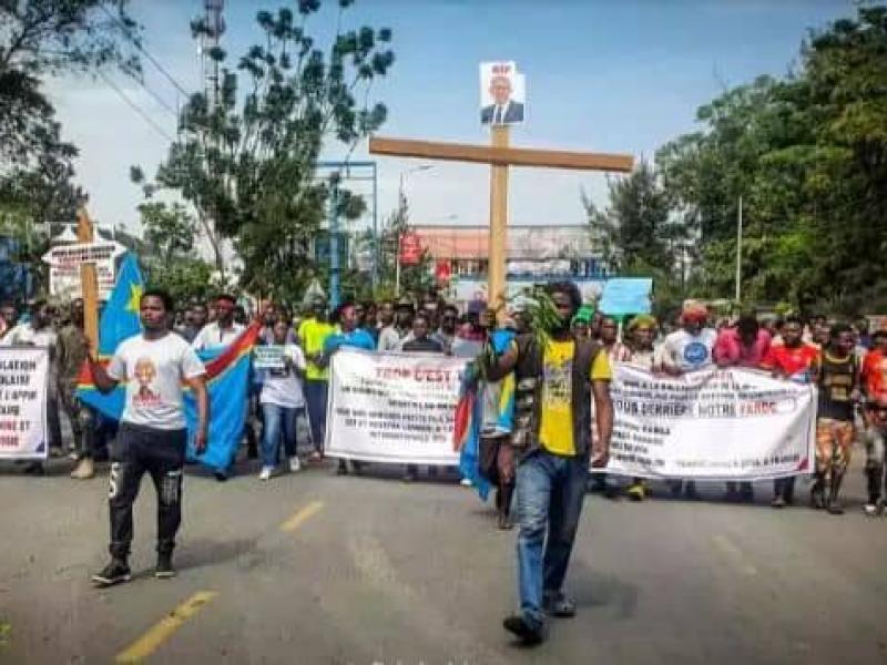 Les militants de la lucha lors d'une manifestation contre l'agression rwandaise à Goma [photo d'illustration]