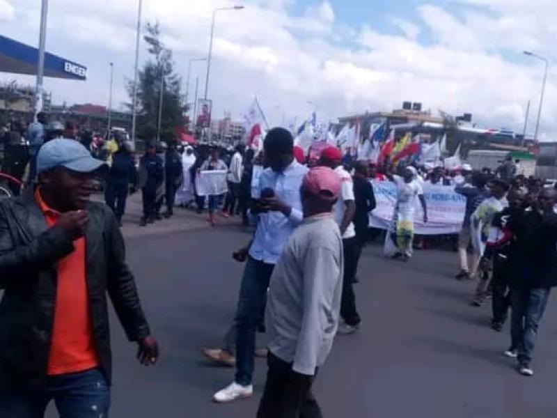 La manifestation contre la force régionale de l'EAC au Sud-Kivu
