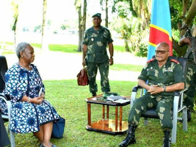 La cheffe de la MONUSCO Bintou Keita et le gouverneur militaire du Nord-Kivu, le lieutenant général Constant [photo d'illustration]