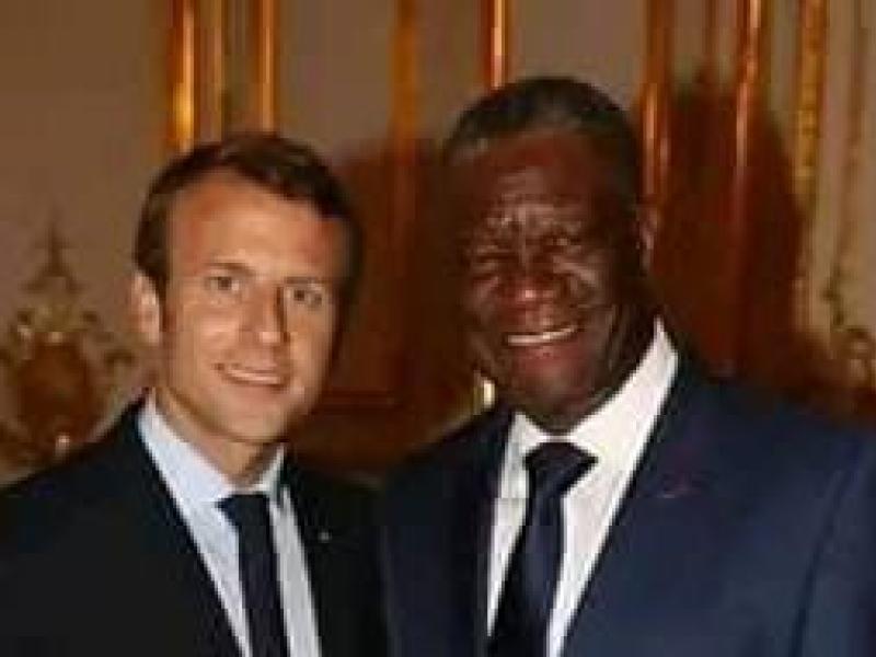 Le président français, Emmanuel Macron et le prix Nobel Congolais de la paix , le docteur Denis Mukwenge ( photo d'illustration)