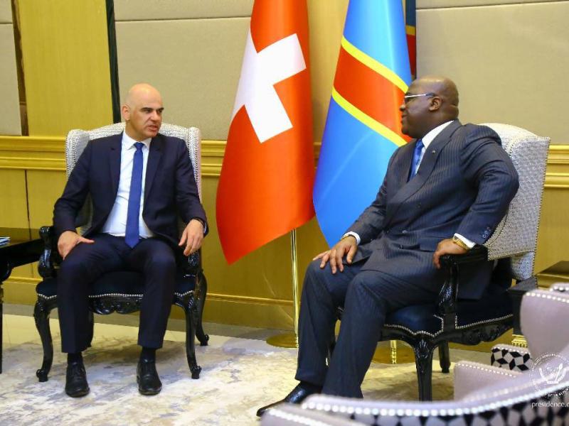 Le Président de la RDC, Félix Tshisekedi et son homologue suisse au Palais de la  Nation
