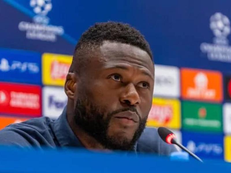 Chancel Mbemba lors d'une conférence de presse C1 de l'UEFA. [Photo d'illustration]