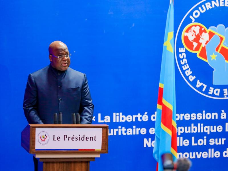Félix Tshisekedi lors de son allocution devant les journalistes
