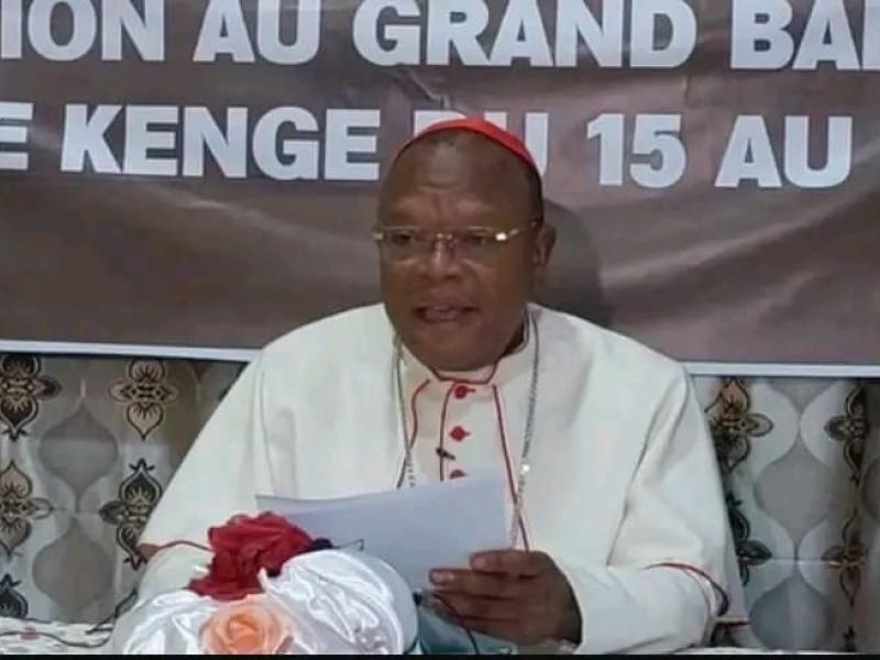 Le cardinal Fridolin Ambongo au cours de la troisième édition de l'assemblée épiscopale des évêques à Kenge