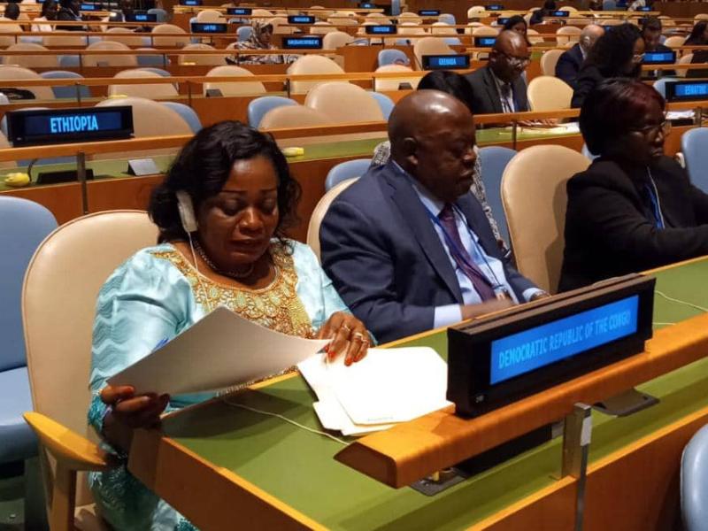 La ministre Irène Esambo à New-York pour la COSP16)