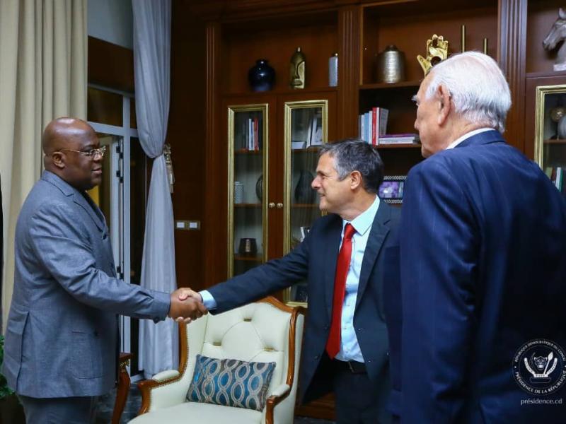 Le Chef de l'État, Félix Tshisekedi lors d'une audience avec les administrateurs des parcs des Virunga et de la Garamba à la Cité de l'UA.