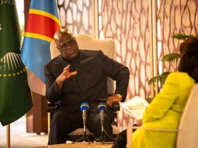 Le chef de l'État, Félix Tshisekedi lors d'une interview avec sa porte-parole