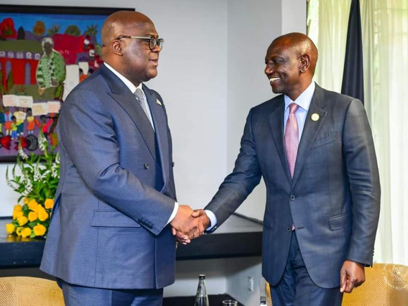 Le Président Félix Tshisekedi et son homologue kényan William Ruto.