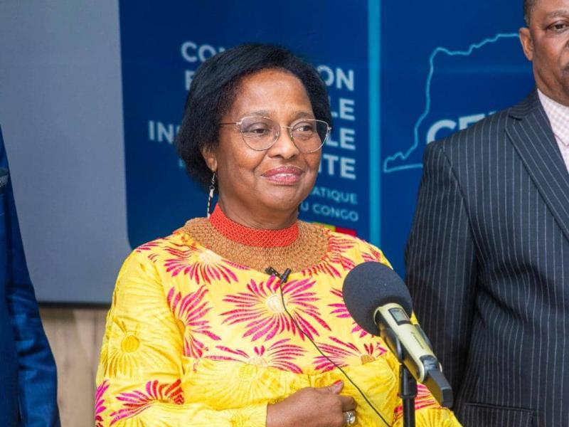 La députée européenne, Mme Pierrette Herzberger après l'échange avec le Président de la CENI, Denis Kadima, mardi 18 juillet.