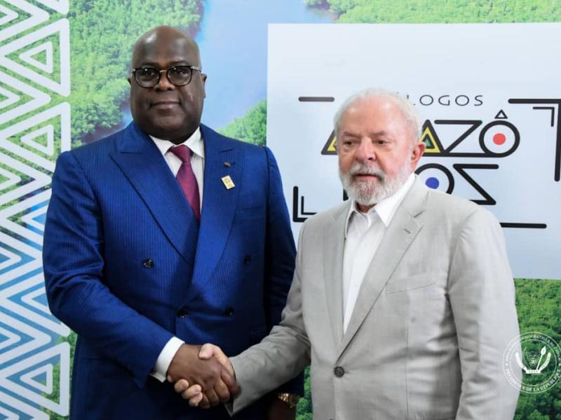 Le Président la RDC, Félix Tshisekedi et son homologue brésilien Lula lors d'un tête-à-tête au Brésil.