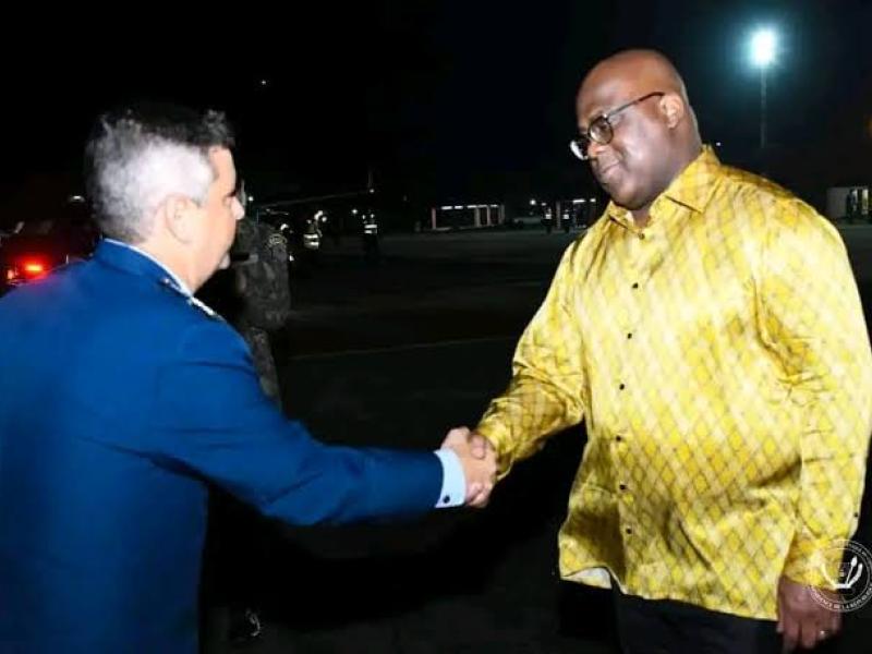 Le Chef de l'État, Félix Tshisekedi accueilli au pied de l'avion au Brésil.