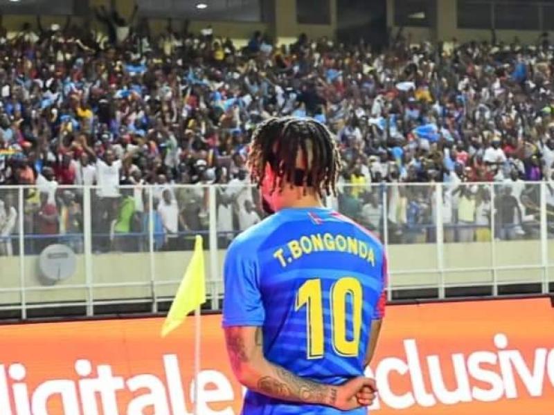 Théo Bongonda en pleine célébration de son but face au Soudan.