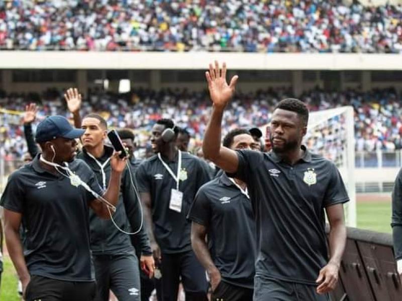Les Léopards de la RDC avant le match RDC-Soudan au stade des martyrs.