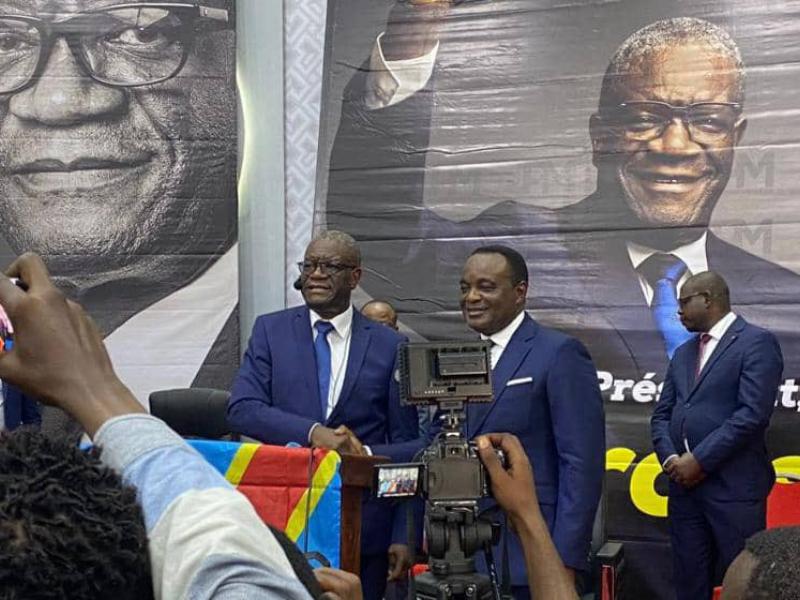 Candidat président de la République, le Dr Denis Mukwege présente Didier Mumengi, ancien ministre de communication, son  directeur de campagne