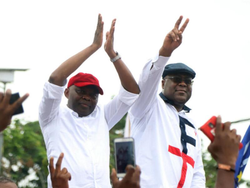 Retour à Kinshasa de Félix Tshisekedi (UDPS) et  Vital Kamerhe (UNC) après la naissance de la coalition CACH, à Nairobi, en 2018.