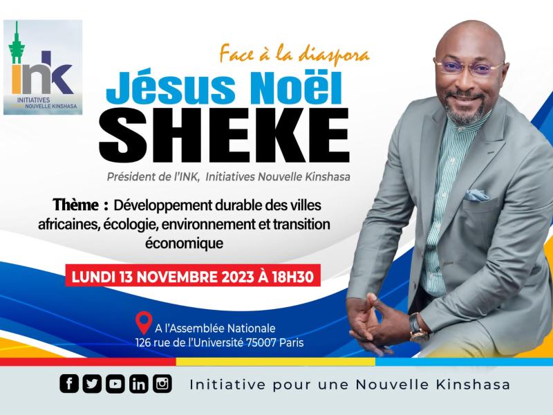 Annonce de la participation de Jésus-Noël Sheke à la conférence internationale sur le développement durable des villes africaines, écologie, environnement et transition économique.