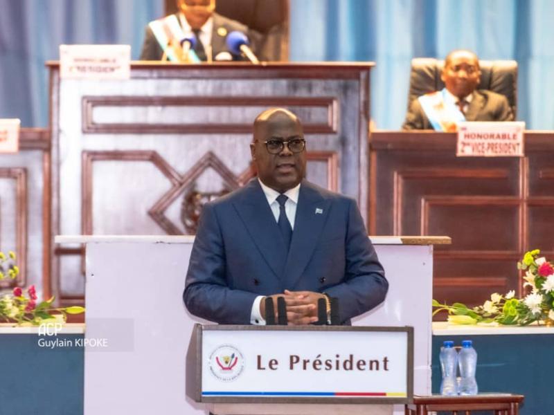 Le chef de l'État, Félix-Antoine Tshisekedi devant le Parlement réuni en congrès