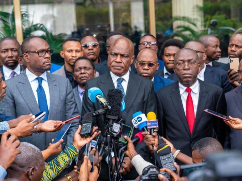 Les leaders de l'opposition devant la presse, après l'échange avec le président de la CENI [ Photo d'illustration]