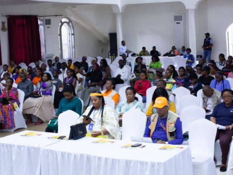 Les acteurs étatiques, de la société civile et défenseurs de droits de l'homme réunis à Cap Kivu hotel de Goma lors du lancement de la 32ème édition de la campagne 16 jours d'activisme contre les violences faites aux femmes et aux filles. Crédit photo: Divigenre Nord-Kivu.