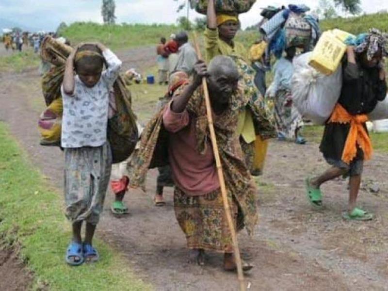 Des civils fuyant les affres de la rébellion du M23 dans la province du Nord-Kivu en RDC.