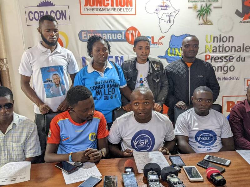 e Collectif des mouvements citoyens et groupes de pression du Nord-Kivu devant la presse à Goma [photo d'illustration]